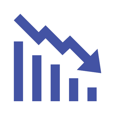 Declining progress chart icon